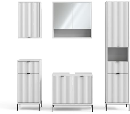 Vicco Set di mobili da bagno Eliza, Bianco, 5 parti