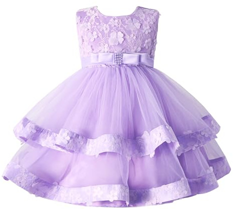 Miipat Abitos per Bambina Senza Maniche in Tulle Principessa Abiti da Festa per Bambine in età Prescolare Abiti Formali da Compleanno da Damigella d'Onore da Matrimonio 100 2-3 Anni