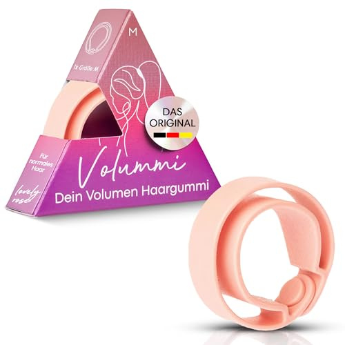 Volummi Haargummi Lovely Rose M – Mehr Volumen für mittlere Haarstärke | Innovativer Zopfgummi für sichtbar mehr Volumen im Pferdeschwanz – starker Halt & haarschonend, das Original Made in Germany.