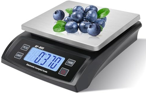 30kg/66lb Large Digital Kitchen Scale Food Weighing Scales Black For Meal Prep Baking Cooking Meat Stainless Bread Scale Tare Function Accurate Electric Counting For Parts With LCD Display