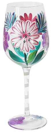 Lesser & Pavey Lynsey Johnstone - Copa de vino de gerberas rosas para el hogar, cocina, restaurante y fiestas, bonita copa de vino para bebidas, regalo ideal para mujeres, hombres, bodas y Navidad