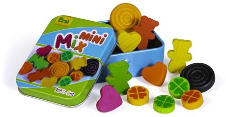 Erzi 14352 Gummibärchen aus Holz in der Dose, Kaufladenartikel für Kinder, Rollenspiele.