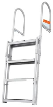 Pool Cover 4/5 Steps Retractable Dock Ladder 350Lbs Adjustable Total Height Swim Ladder With Rubber Mat Hot Tub Cover(4 Steps)