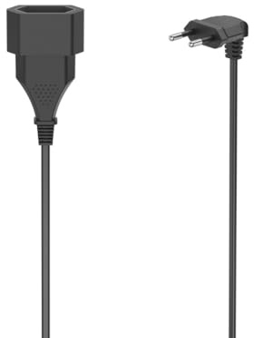 Hama Verlängerungskabel, abgewinkelter Eurostecker, 3m (Verlängerungskabel 3m, 90°, platzsparender Flachstecker, Stromkabel Verlängerung, Knickschutz, robust, für innen) schwarz
