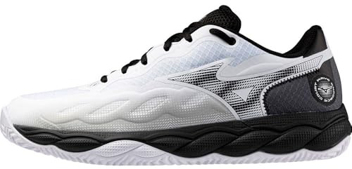 Mizuno Herr Wave Enforce Court Cc tennissko, vit/svart/järngrind, 9 UK