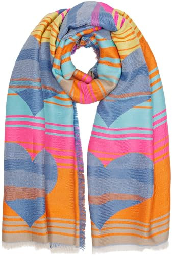 Caspar SC539 weicher Damen Schal mit Herz Muster, Farbe:mint orange blau