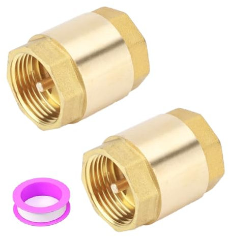 Tdkjfoutr 2 Pièces 1 Pouce NPT Clapet Anti-Retour à Ressort à Filetage, Clapet Anti-Retour Horizontal Unidirectionnel en Laiton pour Puits, Pompe