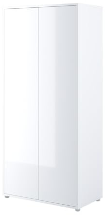 MEBLINI Kleiderschrank 2 Türig für Schrankbett Bed Concept - Drehtürenschrank mit Einlegeböden und Kleiderstange - BC-20 - Weiß Hochglanz/Weiß