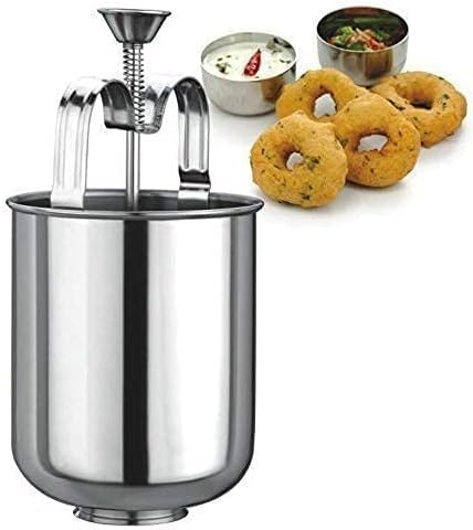 Stainless Steel Medu Vada Maker – Easy & Quick Meduvada Dispenser for Perfect Round Shape | Kitchen Tool for South Indian Snacks (4 x 4 x 7 Inches)