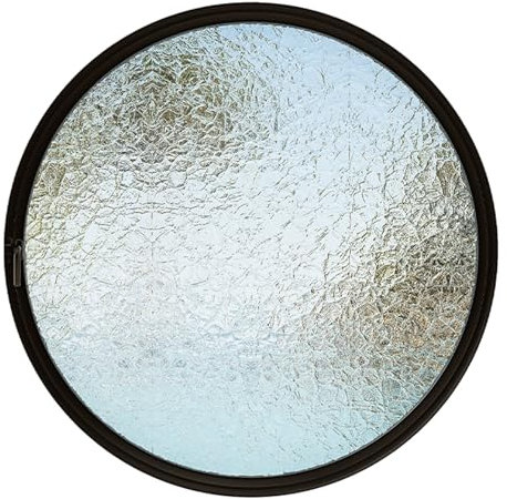 FenêTre Coulissante Fenêtre de hangar ronde en alliage d'aluminium, hublot en verre trempé pour sous-sol ouvert, peut être ventilée et décorée,Black-60cm-WaterRippleGlass