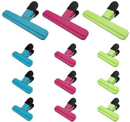 Nicrulp 12 Pezzi Mollette per Alimenti da Cucina, Chiudi Sacchetti Cucina, Chiudipacco Clip Mollette Cibo, Pinze Chiudi Pacco a Clip Alta Qualità, Food Storage Clips, per Chiudere Alimenti Snack