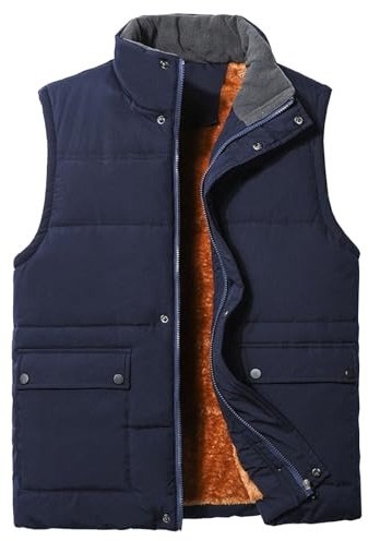 Gilet d'hiver imperméable sans manches pour homme, doublé polaire, veste de travail chaude et décontractée, bleu marine, taille L