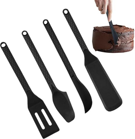 Juego De Utensilios De Cocina De Silicona, Utensilios de Cocina Antiadherentes de 4 Piezas para Hornear y Cocinar, Juego De Espátulas Para La, Para Freír Raspar Servir Raspar Remover