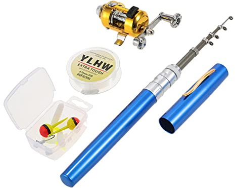 Set de Combo caña y Carrete Pesca telescópico portátil aleación Aluminio con línea señuelos anzuelos Caja Accesorios