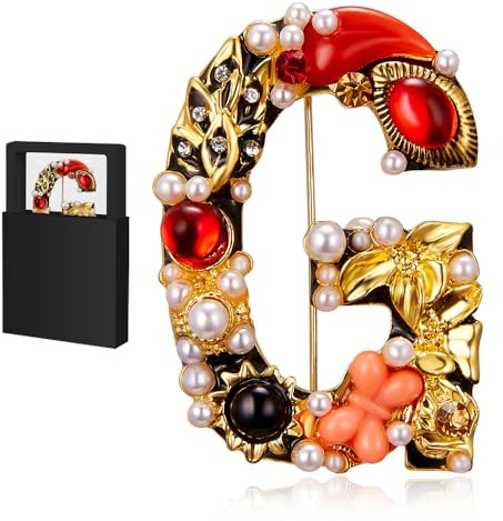Damenbrosche, Buchstabenbrosche für Damen, elegante Strass-Anstecknadel mit Geschenkbox, modische Anstecknadel für Jacke, Hut, Schal und Taschen