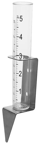 FUNOMOCYA Pluviomètre D'extérieur Petit Format Support en Acier Inoxydable, Boîtier Plastique Résistant Gel, Grosse Graduation, Pluviomètre Agricole Précis pour Jardin, Pelouse et Ferme