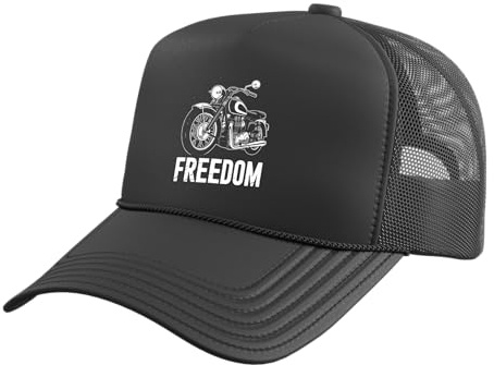 Classic Vintage Motorcycle Motorbike Biker Men Women Trucker Hat with Adjustable Mesh Back, Black