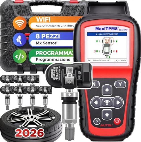 Autel MaxiTPMS TS508WF Herramienta de Programación TPMS, con 8PCS MX-Sensor(240€) WiFi Ver. TS508 TS501 Pro TS408S TS401 Herramienta de Reaprendizaje TPMS, Reiniciar/Reaprender/Activar Todos Sensores
