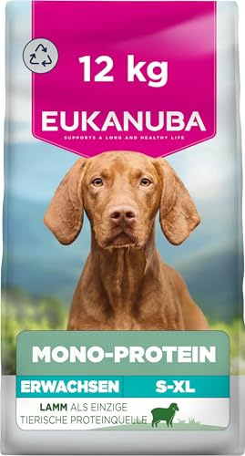 Eukanuba Mono-Protein Lamm Hundefutter trocken, 12 kg | Special Care | Trockenfutter | für ausgewachsene Hunde | mit nur Lamm als tierischem Protein | allergenarme Rezeptur