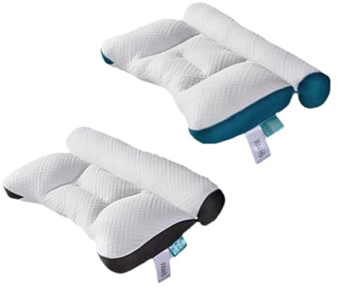 Feng Shui， Pinnoize kudde Uppgraderad version Ergonomisk gåsdunkudde, nackbelastningsavlastning (grå)
