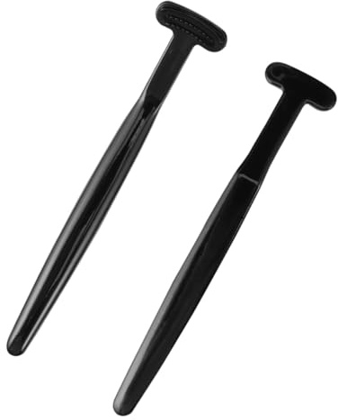 Angoily Set 2 Pezzi Spazzolino per Lingua in Plastica Nero Design Ergonomico per Igiene Orale e Pulizia Tartaro Denti Facile da Usare