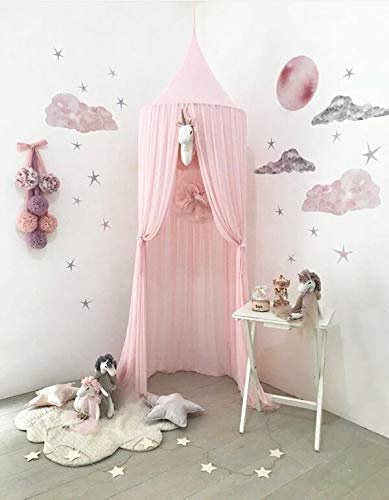 Dosel de cama para niños, Mosqutio de princesa, decoración de dormitorio para bebé, perfecto para Navidad Año Nuevo (gasa, rosa)