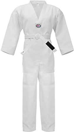 PFG Taekwondo Uniform - Kids Adults Unisex - (White Belt Included) (White, 00) (1040-1060-1155)