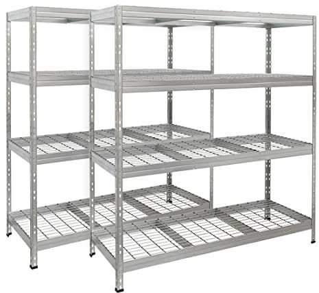 Master Regale 2er-Set Rivet Schwerlastregal mit Stahlgitter-Boden 180x150x60cm(HxBxT) 250 kg pro Boden verzinkt. Steckregal Metallregal Kellerregal Lagerregal Werkstattregal