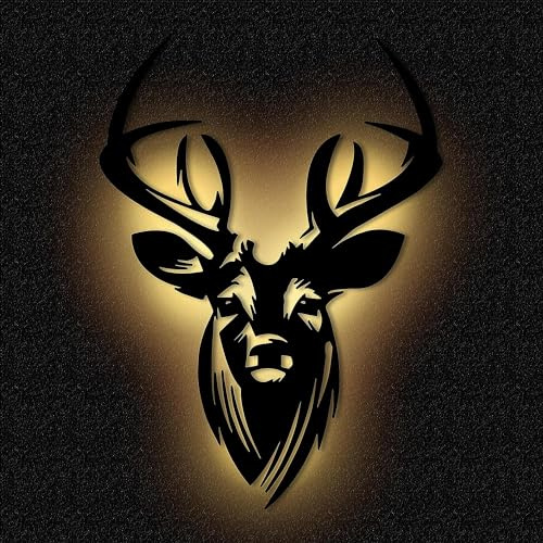 Namofactur DIY Led Hirsch Wand Deko Dekoration Geschenke Groß Mdf Holz für Männer Frauen Jäger Hirschgeweih Weihnachtsdeko I Batteriebetrieb I Größe L 51 x 36 cm