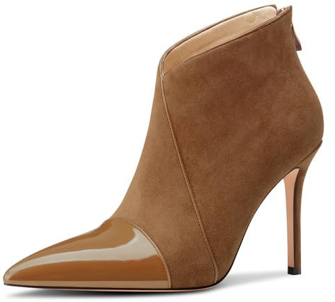 Castamere Donna Spillo Alto High Tacco Heel a Punta Stivaletti Cerniera Slip-on Feste Ufficio Dress Stivali Marrone 37 EU