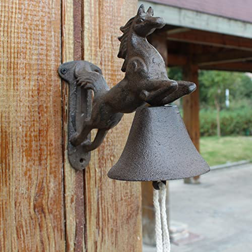 Türglocke Gusseisen Glocke Robuste Türklingel Aus Eisen, Schild mit Großem Pferd, Türklingel für Aufhängen An Der Wand für Eingangstür/Hof/Restaurant, Große Dinner-Glocke