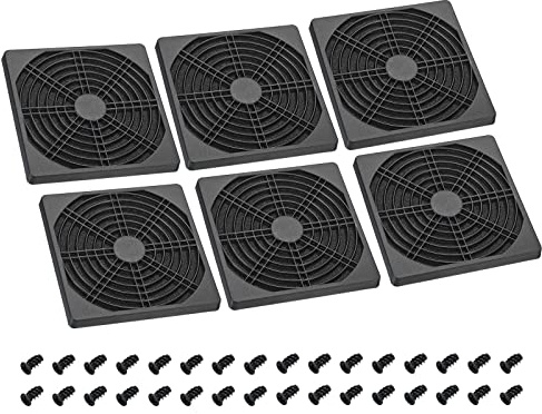 PATIKIL 120mm Cooling Fan Filter with Screw, 6 Pack ABS Ventilator Grill Protector Guard for Fan Protective Cover DIY, Black