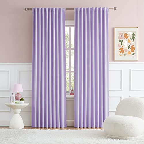 DUALIFE Lavendel-Gardinen, Raumverdunkelungs-Blickdicht-Vorhänge, Stangentasche und Rückseite, wärmeisolierte Vorhänge, 132 x 244 cm, 2 Paneele