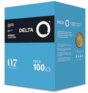 Delta Q | DeQafeinatus 100 Cápsulas Café Molido Intensidad 7 Descafeinado | Espresso Compatible Delta Q, Sabor Intenso, Notas de Caramelo