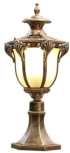 Quevia-Eletro Vintage Wegeleuchte Aussenlampe Antik, Aluguß Rustikalen IP44 Wasserdichte Pfostenleuchte Glas-Scheiben Dekorative Gartenleuchten Wege Rasen Terrasse Beleuchtung