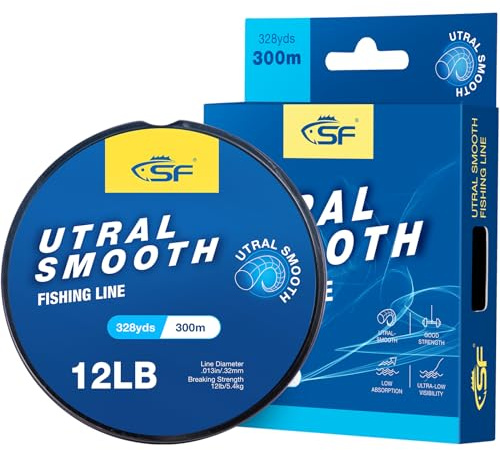 SF Monofilament Fishing Line Ultra Smooth with Spool Mono Nylon Line Clear 2 4 6 8 10 12 14 17 20 20LB, 110YDS/330YDS Invisible Fishing Wire String Freshwater Saltwater