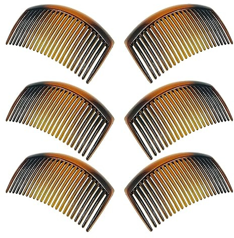 Ockyunoo 6 Stück Haarkamm zum Stecken, Kunststoff Haar Seitenkamm, French Twist Comb Haarspangen mit Zähnen, Damen, Braun
