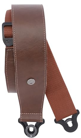 D'Addario Auto Lock Guitar Strap - Acoustic & Electric Accessories - Easy to Use Locking Straps - Uses Existing Buttons - Leather - 2.5 Width - Brown
