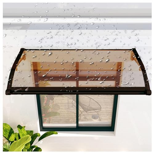 JUNZAI Vordach Für Haustür, Aluminium Metallgestell, Polycarbonat Glas, 23 * 40 cm, Modern, Schutz vor Regen, Schnee, Sonne und UV-Strahlen