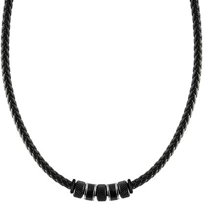 Casisto.J Leder Halskette, Halsband Edelstahl, CLede Herren Halsschmuck, anhänger kette, lederband Schwarz, lederkette Kommt in Schmuck Geschenk Box