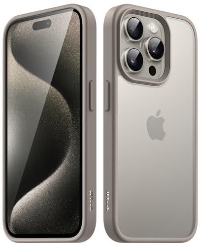 JETech Matte Hülle für iPhone 15 Pro Max, Titan Natur | Robuster Schutz, Matte Rückseite, Anti-Fingerabdruck, Stoßfestes Design