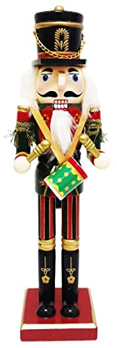 Leisurealeaneag Figurine de soldat casse-noisette en bois - 30 cm de hauteur - Décoration de Noël - Tambour