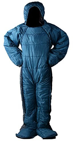 Schlafsack mit Beinen für Erwachsene, Anzug für Camping, stehend, 3-Jahreszeiten-Ganzkörperschlafkleidung für Reisen, Wandern im Freien, menschliche Form, Reißverschluss-Design (M)
