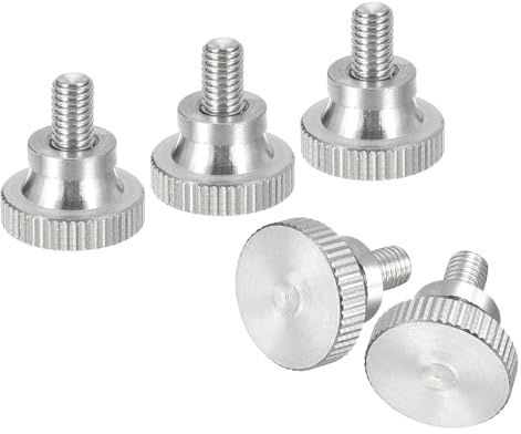 uxcell M5x8mm Knurled Thumb Screws, 5pcs 304 Stainless Steel Flat Knurled Head Thumb Screws Bolts with Shoulder Grip Knobs Fasteners