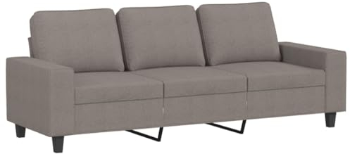 vidaXL Sofa 3-Sitzer, Loungesofa Couch mit Armlehnen Rückenkissen, Wohnzimmersofa Designsofa mit Metallgestell, Sitzmöbel Dreisitzer, Taupe Stoff