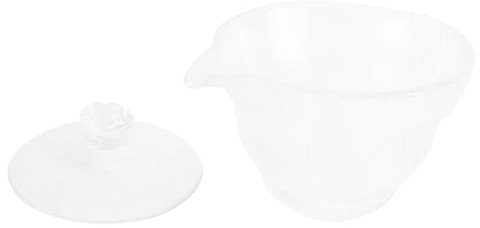 MAGICLULU Handmade Glass Teacup Hammered Texture Tea Dispenser Household Tea Set for Tearoom Use, Ice Sculpture Pattern Gaiwan Bowl for Brewing and Serving