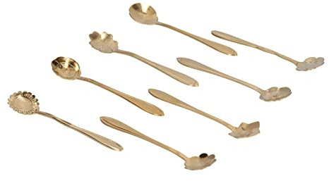 Kaffeelöffel, Küchenutensilien, Blumendesign, Edelstahl, Kaffeelöffel, vergoldet, Tee-Rührschaufel für Küche, 8 Stück (Gold)