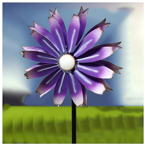 WindmüHlen Garten 149cm Windrad Garten XXL Edelstahl Kugellager Windrad Garten FüR Den AußEnbereich,Terrasse, Rasen,Purple