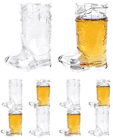 Vasos de cerveza Cowboy Boot, tazas transparentes para botas de cerveza, vasos compactos para beber con botas de vaquero, vasos de chupito para botas de vaquero, juego de tazas de cerveza