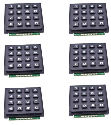 6pcs 4x4 Matrix 16 Keypad Keypad Module 16 Button MCU with 16 Keys External Big Keypad for 4x4 Push Button MCU